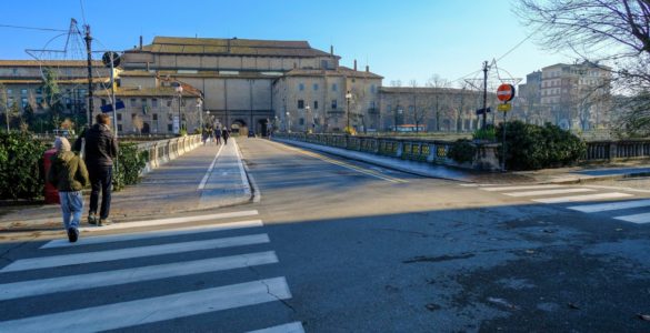 road pedestrian crossing bridge old town palace palazzo pilotta parma italy italy europe culture t20 G0a3J1 1