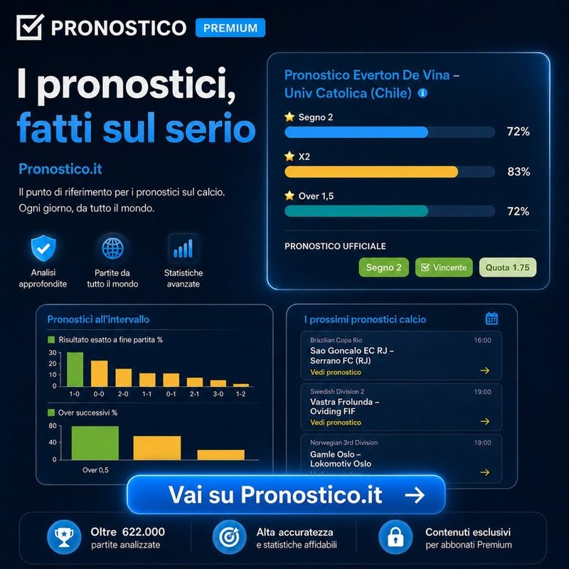 Pronostico.it PREMIUM: pronostici calcio, analisi e statistiche avanzate